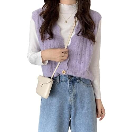 Hollow Knitted Vest Cardigan Womens V-neck Vest Coat Sweater Shawl Sleeveless Jacket Women Waistcoat