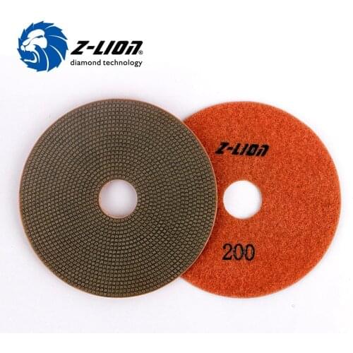 Z-LION 4'' 1 Piece Electroplated Diamond Polishing Pads 100mm Soft Sharp Grinding Disc Wet Use For Concrete Granite Marble Glass