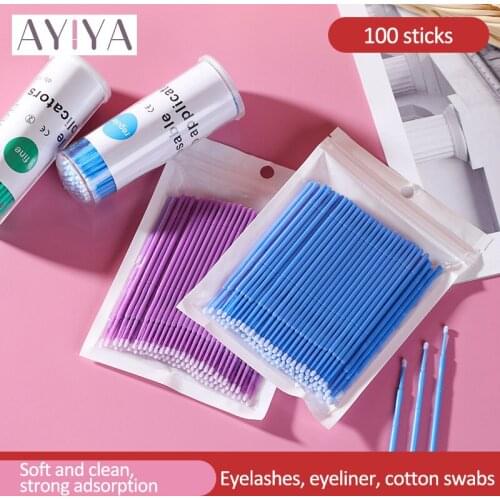 100Pc/bag Disposable Makeup Cotton Swab Mini Individual lash Applicators Mascara Brush Eyelash Extension For Makeups Cotton Swab