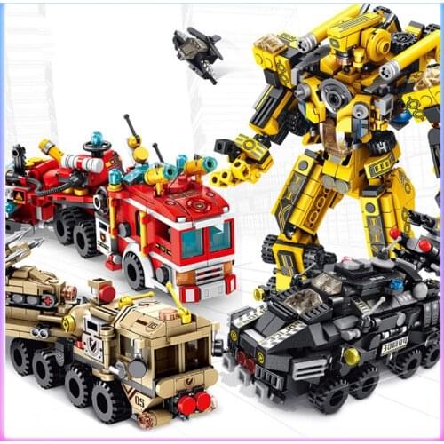 12in1 Transformation Building Blocks Set Truck Car Toys Kids Robot Bricks Educational Toys Mini engineering vehicle
