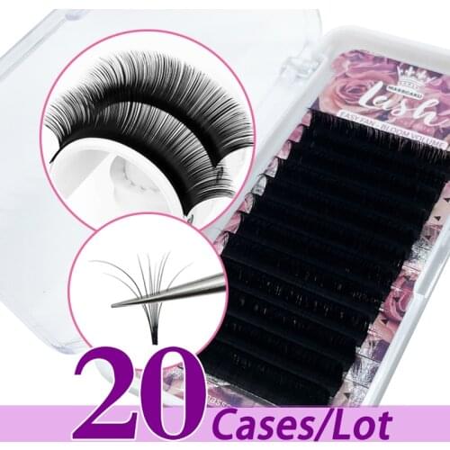 20case/lot MASSCAKU natural 0.03 0.05 0.07 handmade lash fans one second fanned eyelash extension easy fan eyelashes