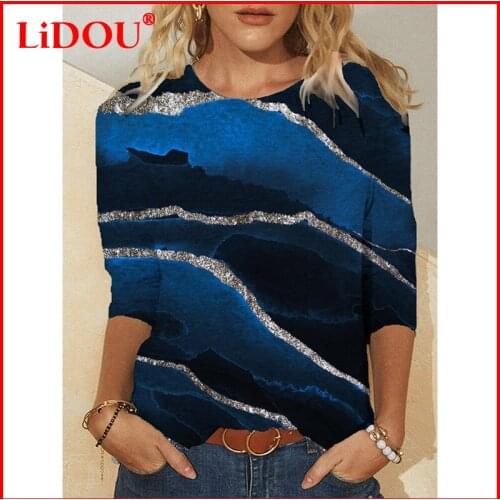 2021 Trending Vintage Print Women T-shirt Long Sleeve Casual Streetwear Harajuku Oversized Ladies Tops Loose Basic Tees Femme