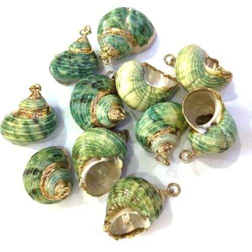 3 Pcs Natural Shell Pendants Exquisite Conch Pendant Charms Sea Snail Gold Plated Edge for Jewelry Making Necklace Bracelet Gift