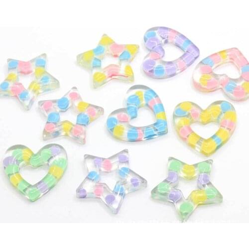 30mm 5pcs Resin Wave Dot Five-pointed Star Peach Heart Handmade Diy Mobile Phone Case Accessories Earrings