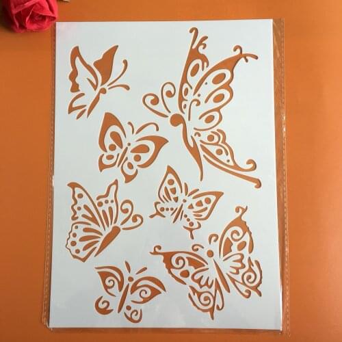 A4 29 * 21cm Animal butterfly DIY Stencils Wall Painting Scrapbook Coloring Embossing Album Decorative Paper Card Template