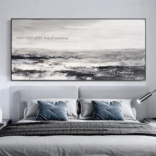 Abstract ocean grey 100% handmade oil painting modern large size mural living room home decoration color canvas art as a gift