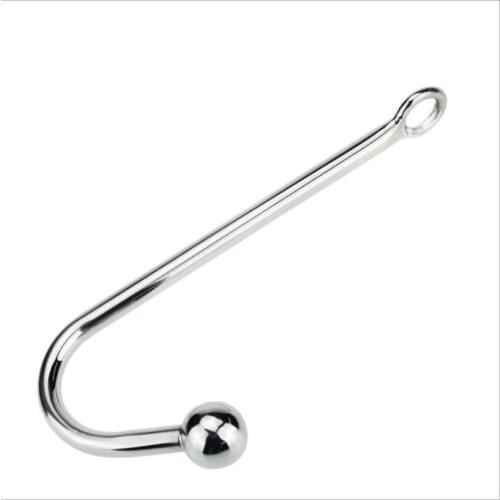 Stainless Steel Anal Hook Prostate Massage Gay Butt Plug with Ball Anal Plug Dilator Sex Toys for Men and Women Metal S0162