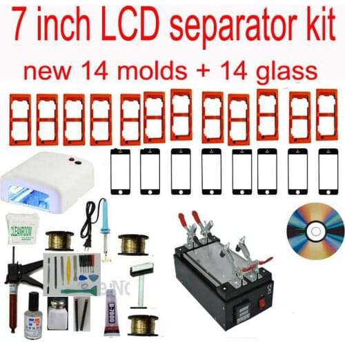Free shipping for iPhone 6 5S 7Inch Touch Glass LCD Screen Separator Repair Kit +UV lamp+Optical Clear Adhesive+dispergator