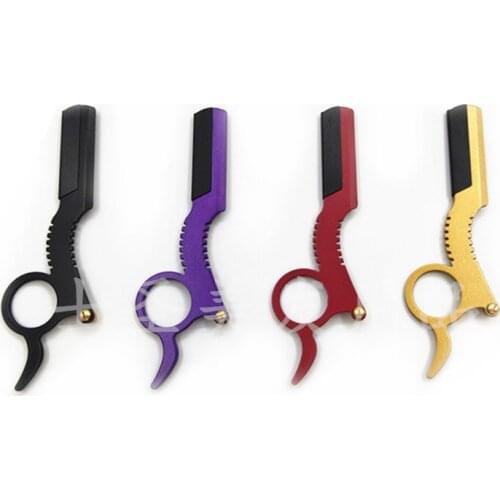 Beard Shaving Razor Folding Shaving Knife Straight Edge Barber Thumb Stainless Steel Razor Classic Travel Home Barber Razor