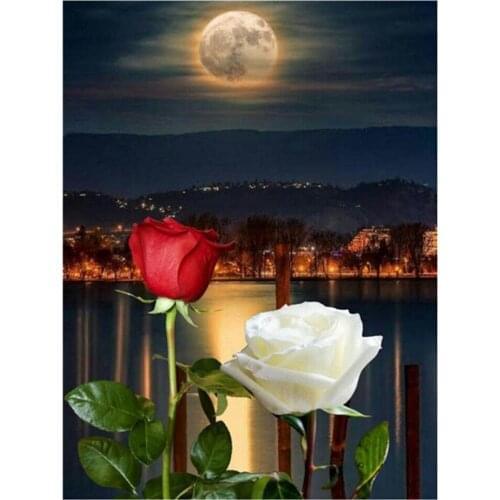 KAMY YI Boutique Hot Sale Flowers Roses Landscape 3D Diy Diamond Painting Photo Embroidery Mural European Style Home Decoration