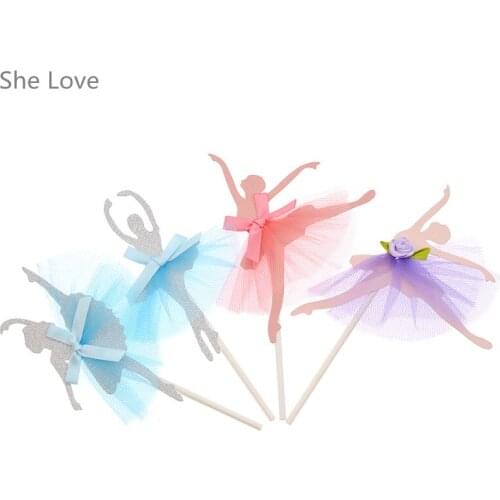 Chzimade 10pcs Cupcake Topper Funny Love Dancing Ballet Girl Wedding Decoration Baby Shower Birthday Party Supplies