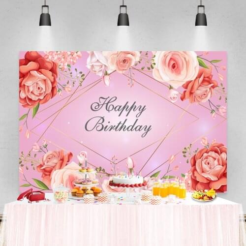 Laeacco Pink Flower Blossom Baby Portrait Litte Princess Birthday Party Photography Background Backdrops For Photo Studio