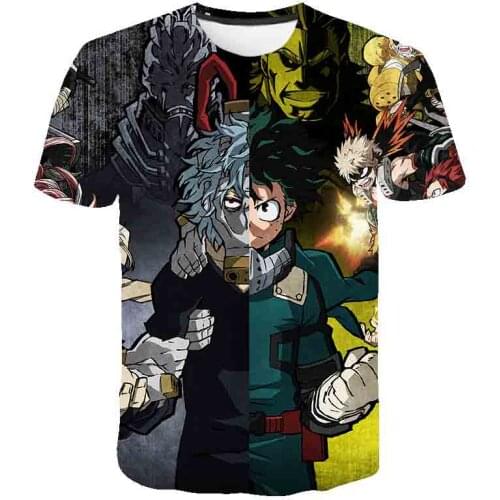 My Hero Academia Anime Clothes T Shirt Shingeki No Kyojin Camisetas Manga For Men Tops Ropa Hombre Streetwear Camisa Masculina