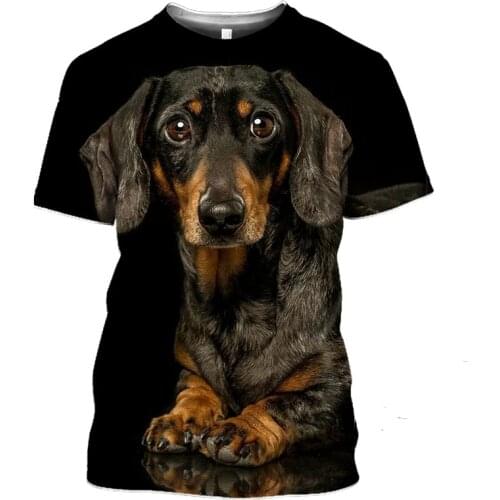 Dachshund T-Shirt Teckel Shirts For Mens Dackel Dog 3D T Shirt Print Tee Tops Oversized Women Cute Clothing Homme Short Sleeve