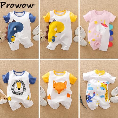 Newborn Baby Clothes Summer Cartoon Babys Rompers Cute Cotton Dinosaur Fox Boy Bodysuit for Newborns Sleepwear For Baby Girl