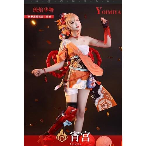 Anime Genshin Impact Yoimiya Game Suit Party Dress Kimono Delicate Uniform Cosplay Costume Halloween Women Free Shipping 2021New