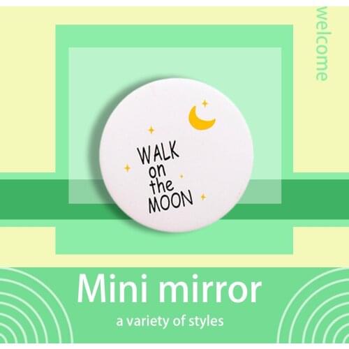 Beautiful Girl Mini Mirror Convenient Makeup Cartoon Dressing Mirror Round Gift Girl Universal Makeup Tool