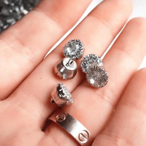 40PCS 8mm Rhinestones Button Round Metal Sewing Decorative Shirts Buttons DIY Shank Buttons Sew ON Buttons for Clothing