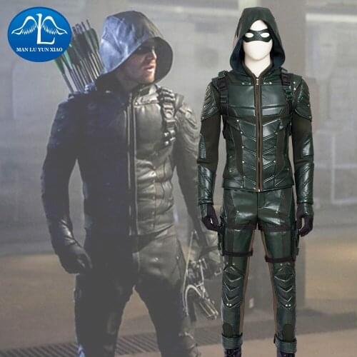 MANLUYUNXIAO Mens Costume Green Arrow Costume Deluxe Outfit Adult Halloween Carnival Cosplay Costume For Men Custom Made