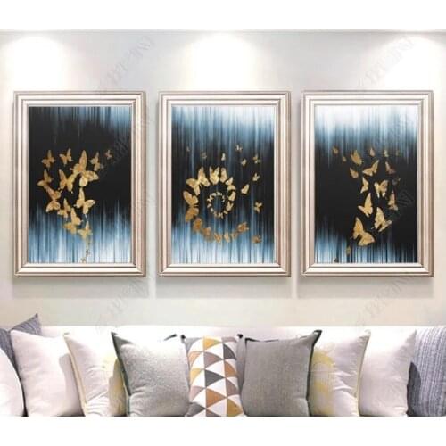 Minimalist Golden Butterfly Geometric Nordic Poster Wall Pictures For Living Room Canvas Painting Home Decor Modern Unframed