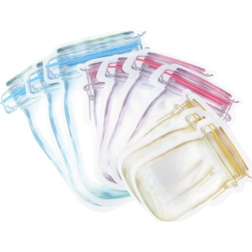 10pcs/lot Reusable Bottles Bags Nuts Candy Cookies Bag Seal Fresh Food Storage Bag Snacks Zipper Sealed Kitchen Organizer