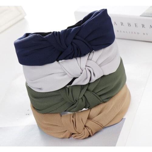 Richkeda Store Fashion Womens Bow Knot Hairband Solid color Cross Knot Women Hair Head Hoop Simple Sweet Girls Hair Headband