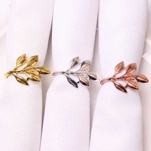 Fall Leaves Napkin Rings Gold Silver Christening Bangle Napkin Party Wedding Gifts Baptismal Shower Party Decor