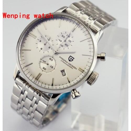 Pagani fashion trend Quartz Classic Multi-function Mens watch 43mm scratch proof mineral glass steel strap date Chronograph