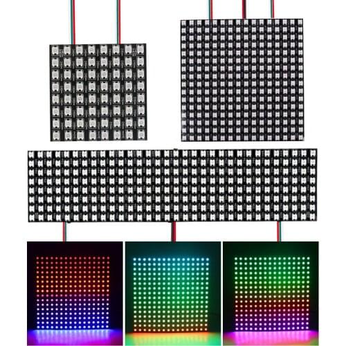 WS2812B RGB LED Panel Screen 8x8 16x16 8x32 256 Pixels Digital Flexible ProgrammableIndividually Addressable 5050Full Color DC5V