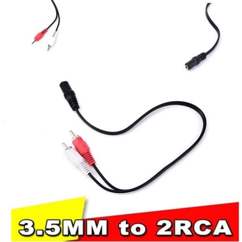 1 Female to 2 Male RCA Plug Y Adapter Audio Cables 3.5mm Stereo Mini Jack To 2 Male 2RCA Mini Plug Y Optical Adapter 1/8 Cable