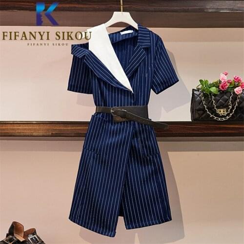 Oversized 5XL Summer Dress Women Irregular Fashion Belt Short Sleeve Mid Long Dress Loose Plus Size Striped Dresses Female