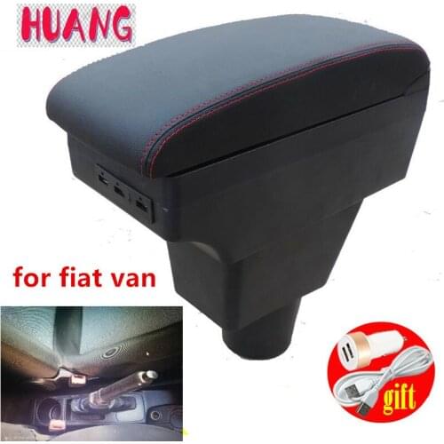 For fiat van Armrest Box Center Storage box car accessories Interior with USB LED