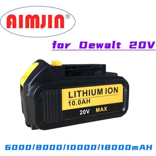 Latest Upgrade DCB206 20V 6000/8000/10000/18000mAh Power Tool Battery for Dewalt DCB206 DCB206 DCB205 DCB204-2 20V Battery