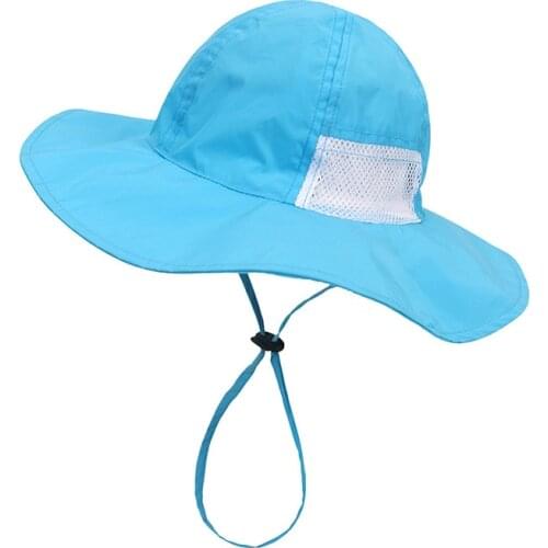 Summer Baby Hat Big Wide Brim Sunhat with Mesh Breathable Fisherman Cap Children Outdoor Beach Hats for Boys Girls 12 Colors