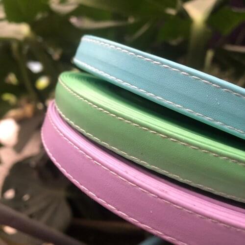 Sisi Crafts Tape Stitched Purple PU Ribbon 10mm 12mm 25mm 30mm Blue Faux Leather Flat Cord Bias DIY Hair Bow Handmade Material