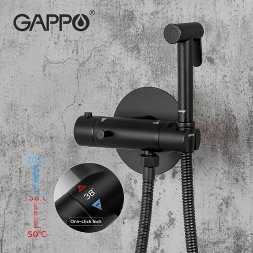 Gappo Black Thermostatic Bidet Faucets Brass Bathroom Mixer Tap Thermostatic Bidet Faucet Hygienic Shower Head Taps G7290-6