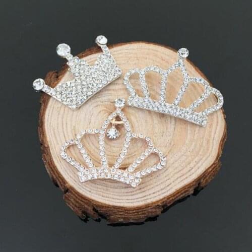 Crown Shape Crystal Metal Rhinestone Button Flat back Decoration DIY Crafts