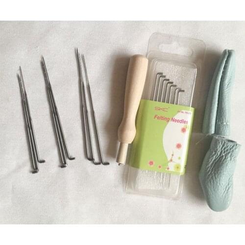 WFPFBEC wolvilt wool for needle felting wool roving fiber tools kit handle FELTING NEEDLE with 16 needles crafa naaldvilten