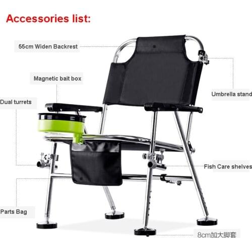 Protect the waist Fishing Chair Stainless Steel Multifunctional Fishing Chair Outdoor Leisure Fishing Stool for Relaxed fishing
