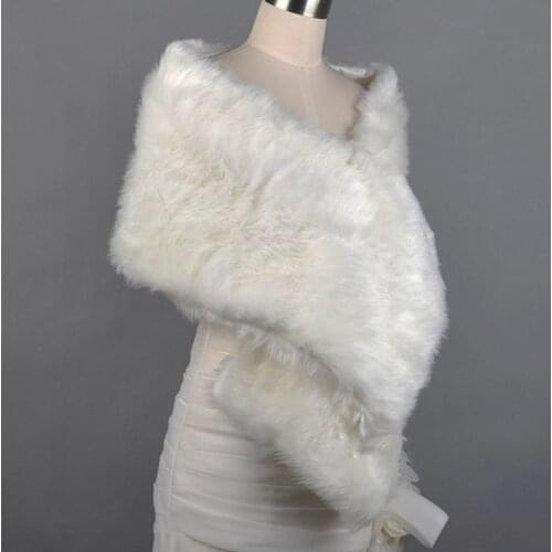 Ivory Womens Shawl Wrap Faux Fur Wedding Bridal Shawl Coat New