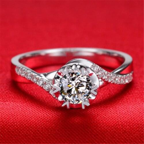 0.45Ct Exquisite Ring for Lover Royal Design Lead Fine Silver White gold Color Non-Allergy Birthday Gift