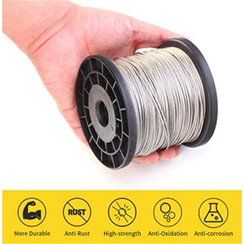 100ft 1/16 inch 304 Stainless Steel Cable Wire Rope Diameter 7X7 Strand with 10pcs Sleeves Stops, for Outdoor or humid Environme