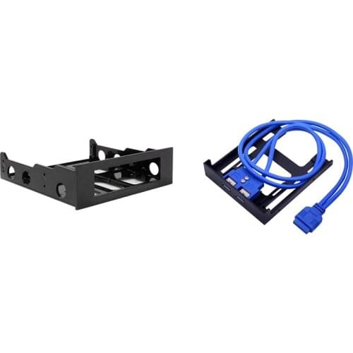 1 Pcs 3.5 To 5.25 Hard Drive Drive Bay Front Bay Bracket Adapter & 1 Pcs 2 Ports USB 3.0 Front Panel Floppy Disk Bay