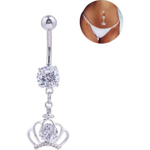 1PC New Fashion Sexy Piercing Navel Nail Body Jewelry Luxury Crown Pendant Crystal Belly Button Rings Earrings Jewelry
