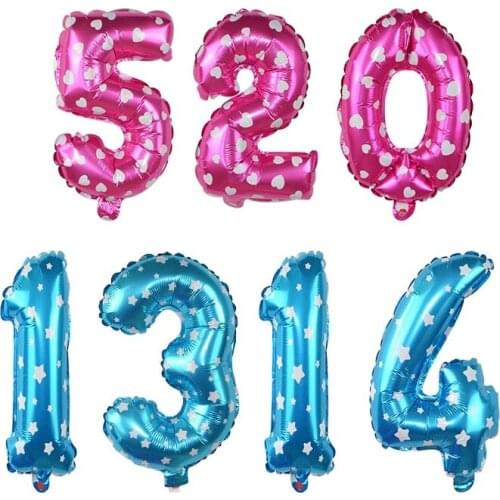 16 Inch Foil Balloon Helium Blue Pink Number Balloons Wedding Decoration Baby Shower Birthday Party Souvenirs Favor Supplies