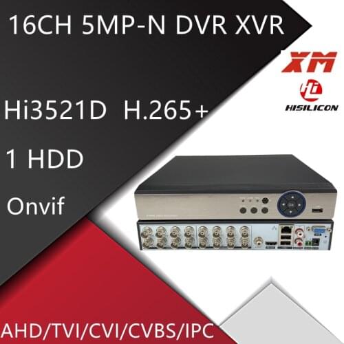 Hi3521D 16 Channel DVR 16CH 4MP Video Recorder NVR H.265+ Hybrid 6 in 1 for TVI CVI CVBS AHD 4MP 1080P Camera and 5MP IP Camera