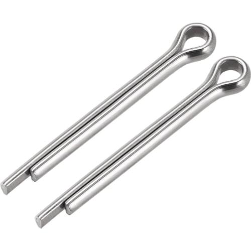 Uxcell 2Pcs Split Cotter Pin - 6mm x 50mm 304 Stainless Steel 2-Prongs Silver Tone for Home DIY Application