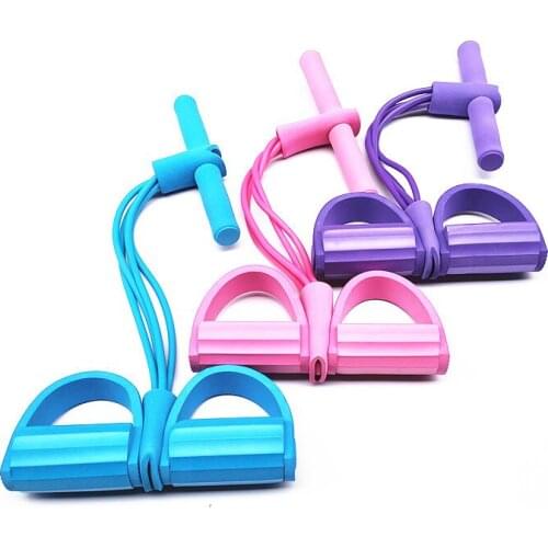 4 6 Tubes Multi Function Fitness Elastic Sit Up Pull Tension Rope Ankle Abdominal Resistance Bands Latex Pedal Sit Up Equipment