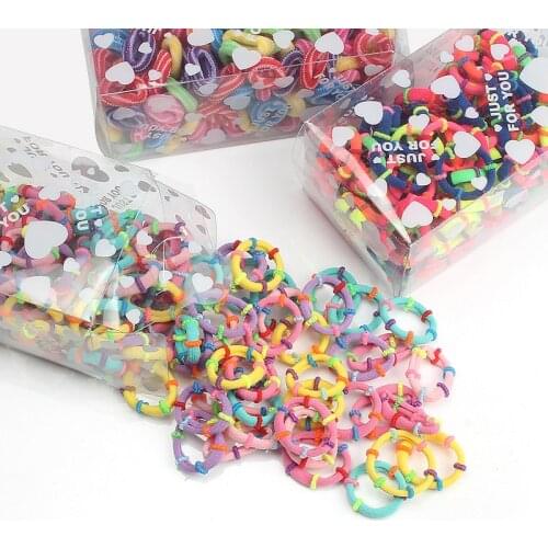 50/100Pcs/Set Children Cute Colored Rubber Band 3.0CM Girls Rainbow Ponytail Hair Ring Fashion Stretch Headband Hair Accessories