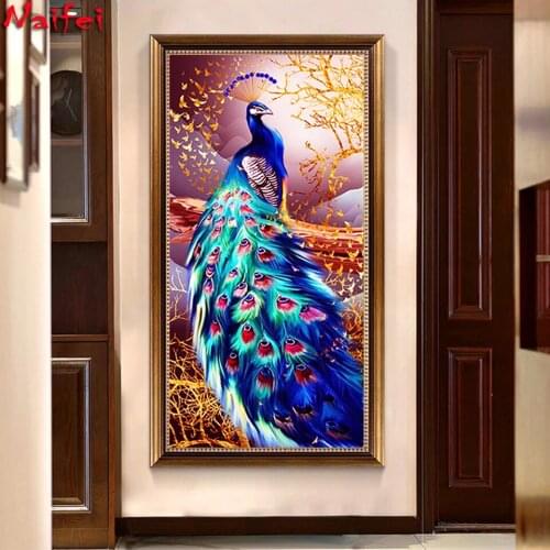 DIY Diamond Embroidery Animla Peacock Cross Stitch Diamond Painting Full Blue Peacock Animlas Handicraft Art Gift Home Decor